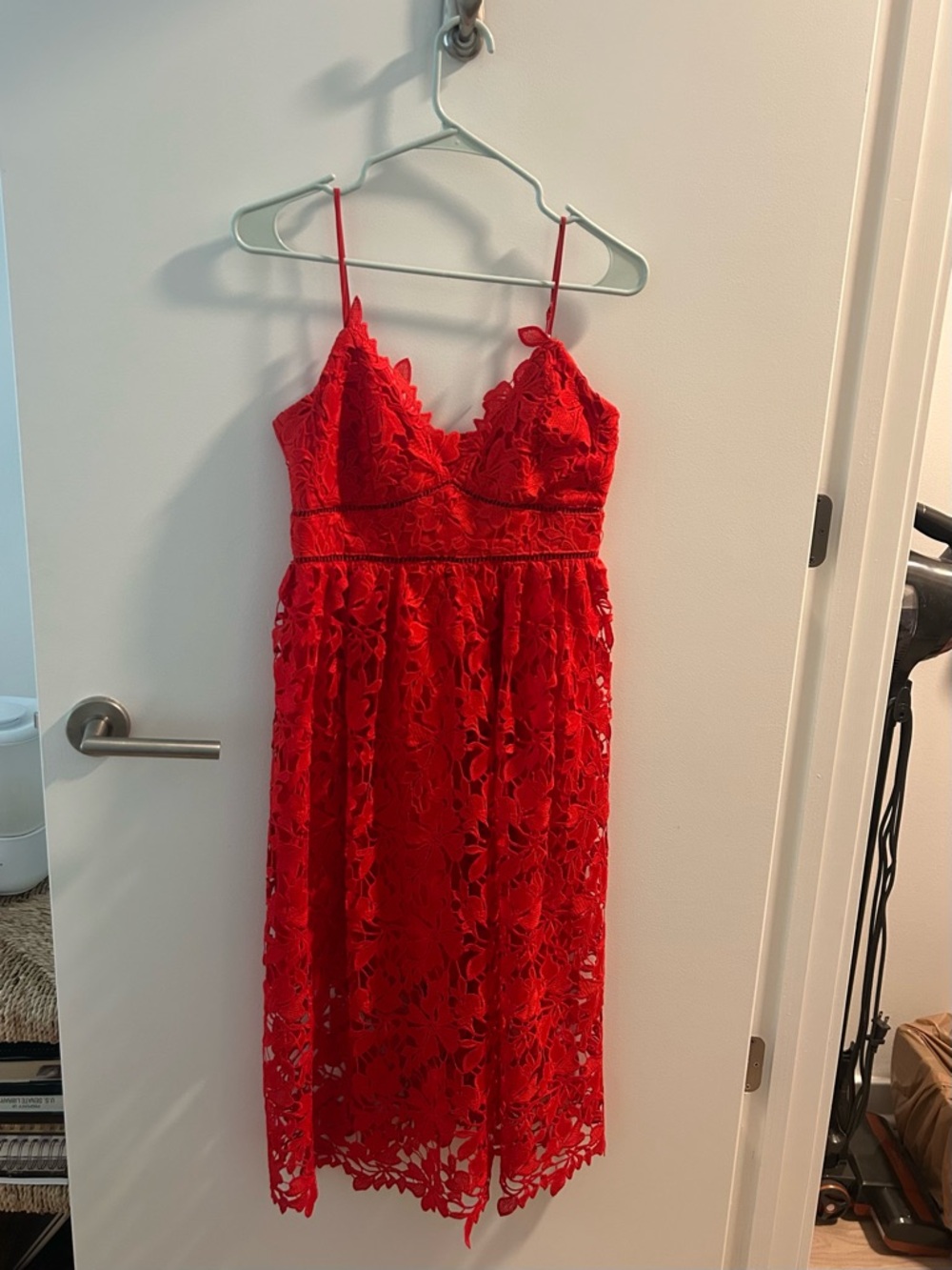 Bardot Sonya Lace Dress in Fire Red